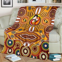 Blankets Aboriginal Family With Dot Painting art