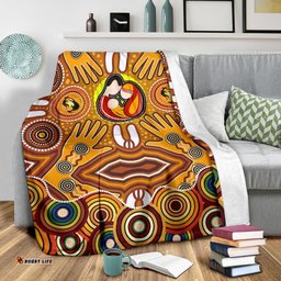 Blankets Aboriginal Family With Dot Painting art