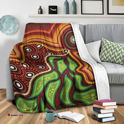 Australia Aboriginal Inspired Blanket - Tree Nature Dot Design Vector Aboriginal Artwork