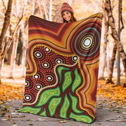 Australia Aboriginal Inspired Blanket - Tree Nature Dot Design Vector Aboriginal Artwork