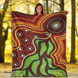 Australia Aboriginal Inspired Blanket - Tree Nature Dot Design Vector Aboriginal Artwork