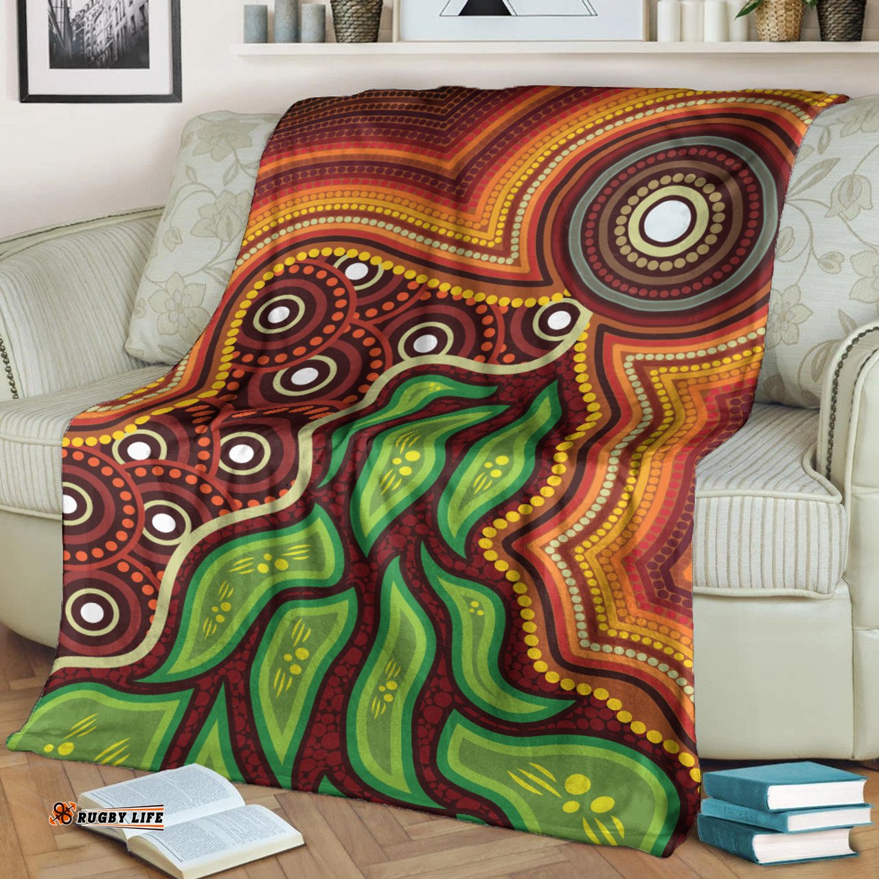Australia Aboriginal Inspired Blanket - Tree Nature Dot Design Vector Aboriginal Artwork