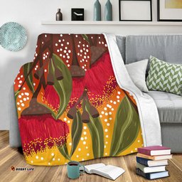 Australia Aboriginal Blanket - Red Eucalyptus Aboriginal Dot Art Blanket