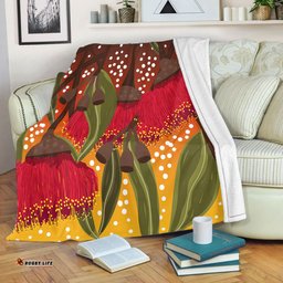 Australia Aboriginal Blanket - Red Eucalyptus Aboriginal Dot Art Blanket