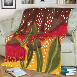 Australia Aboriginal Blanket - Red Eucalyptus Aboriginal Dot Art Blanket