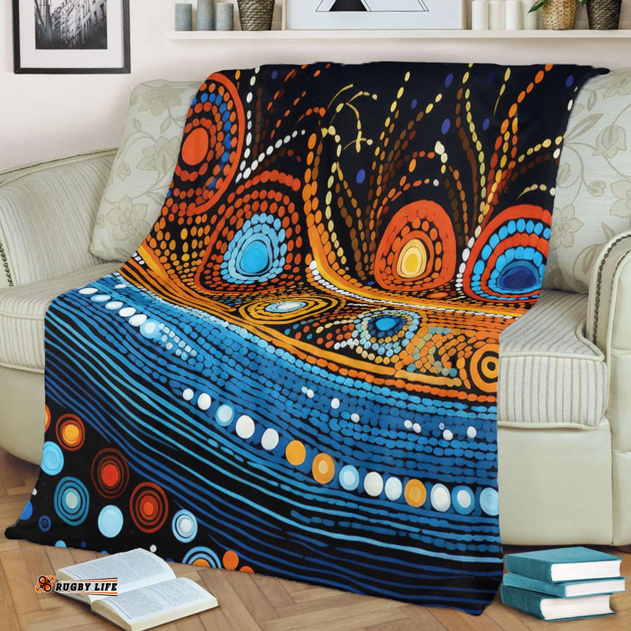 Australia Dreaming Aboriginal Blanket - Aboriginal Dot Painting Art Indigenous Culture Inspired Blanket