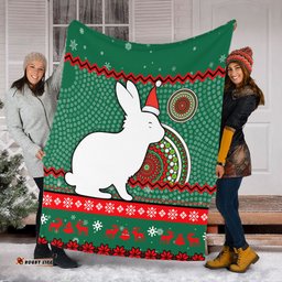 South Sydney Rabbitohs Premium Blanket - Australia Ugly Xmas With Aboriginal Patterns For Die Hard Fans