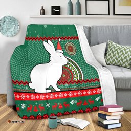 South Sydney Rabbitohs Premium Blanket - Australia Ugly Xmas With Aboriginal Patterns For Die Hard Fans