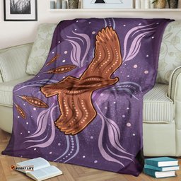 Australia Aboriginal Inspired Blanket - Aboriginal Dot Art Vector Painting With Eagle Purple