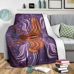 Australia Aboriginal Inspired Blanket - Aboriginal Dot Art Vector Painting With Eagle Purple