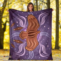 Australia Aboriginal Inspired Blanket - Aboriginal Dot Art Vector Painting With Eagle Purple