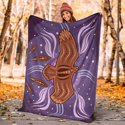 Australia Aboriginal Inspired Blanket - Aboriginal Dot Art Vector Painting With Eagle Purple