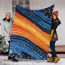 Australia Dreaming Aboriginal Blanket - Aboriginal Culture Rive In Dot Painting Inspired Blanket