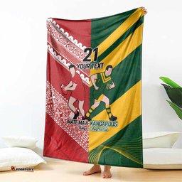 AustraliaTonga Rugby Pacific Custom Blanket The Kangaroos and Mate Ma'a Tonga