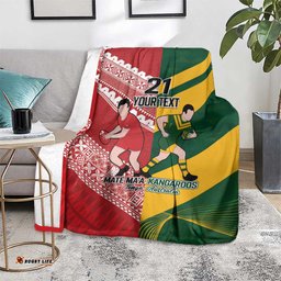 AustraliaTonga Rugby Pacific Custom Blanket The Kangaroos and Mate Ma'a Tonga