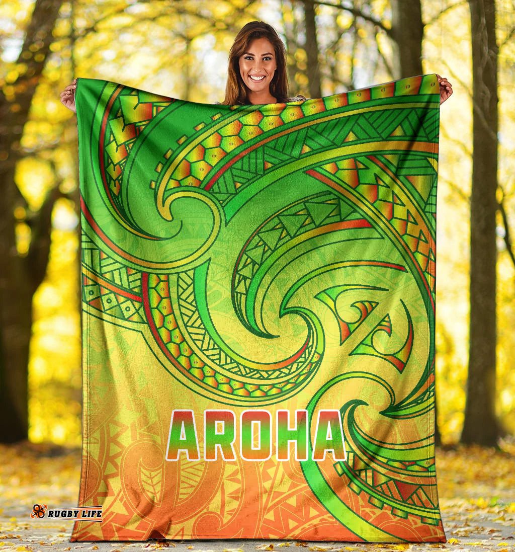 AROHA New Zealand Maori Mangopare Premium Blanket Polynesian Rasta
