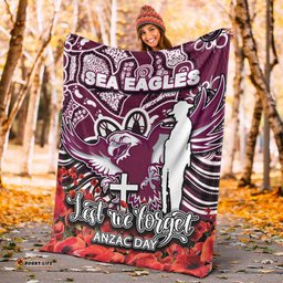 Sea Eagles Premium Blanket ANZAC Day Poppy Flowers With Aboriginal