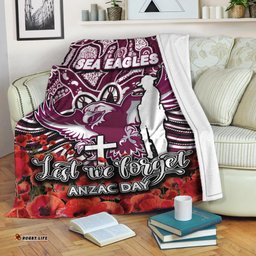 Sea Eagles Premium Blanket ANZAC Day Poppy Flowers With Aboriginal
