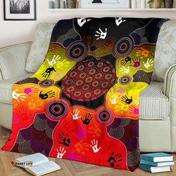 Aboriginal Premium Blanket, Indigenous Circle Dot Painting Hand Art
