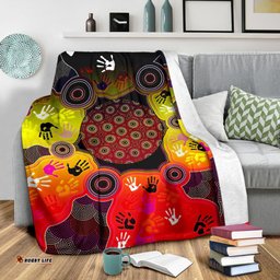 Aboriginal Premium Blanket, Indigenous Circle Dot Painting Hand Art