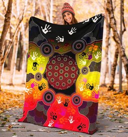 Aboriginal Premium Blanket, Indigenous Circle Dot Painting Hand Art