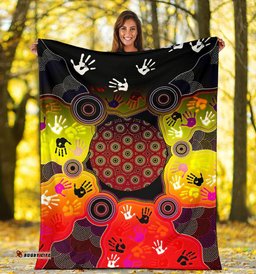 Aboriginal Premium Blanket, Indigenous Circle Dot Painting Hand Art