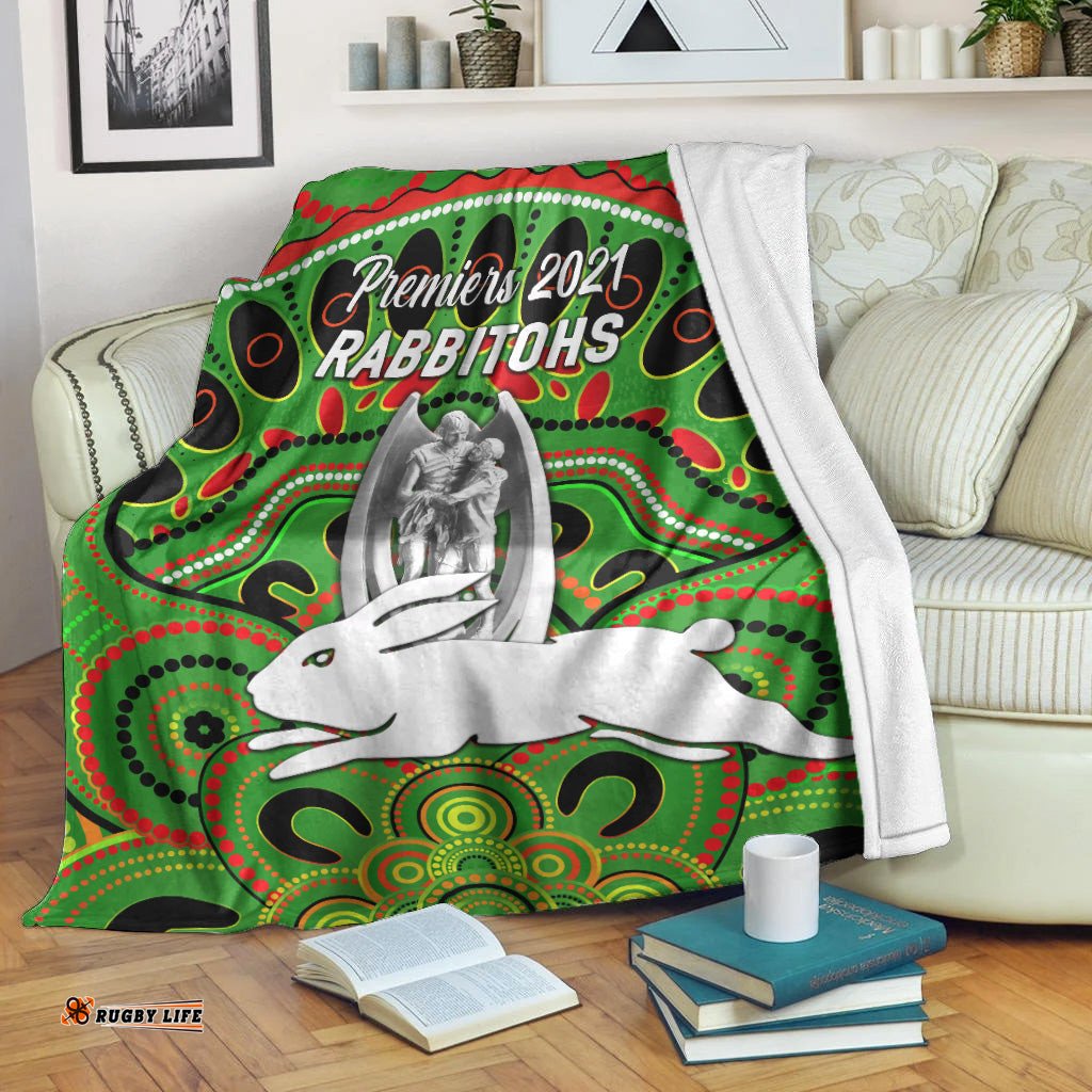 South Sydney Rabbitohs Premium Blanket Indigenous Premiers Trophy Green