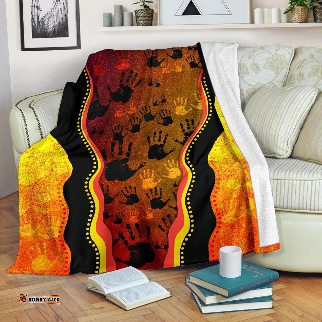 Premium Blanket Aboriginal Patterns Blanket Golden Style