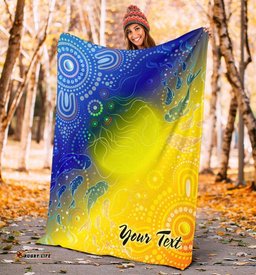 Custom Text Aboriginal Premium Blanket Indigenous Fishing