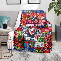 Roosters Rugby Merry Christmas Blanket Indigenous Australian Art