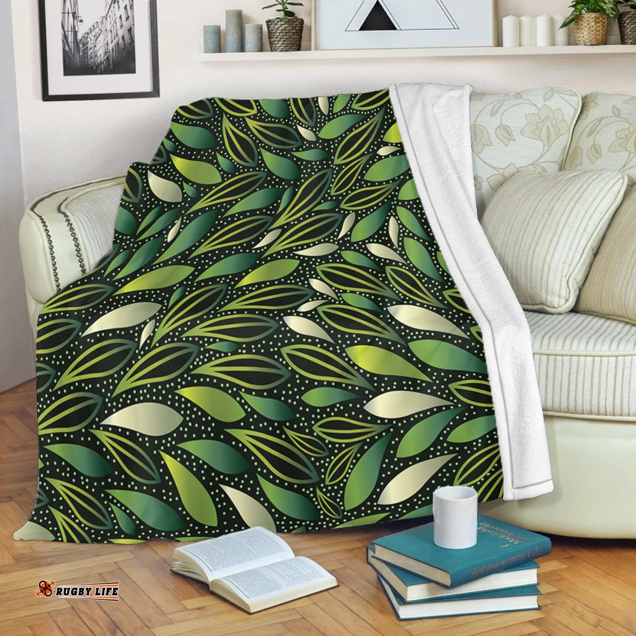 Australia Aboriginal Blanket - Green Bush Leaves Seamless Blanket