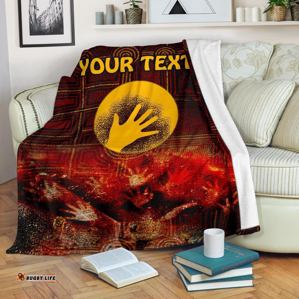 Custom Aboriginal Premium Blanket Indigenous Flag Hand Art