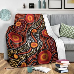Australia Aboriginal Inspired Blanket - Orange Aboiginal Inspired Dot Painting Style