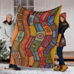 Australia Aboriginal Inspired Blanket - Animals Aboriginal Dot Artwork