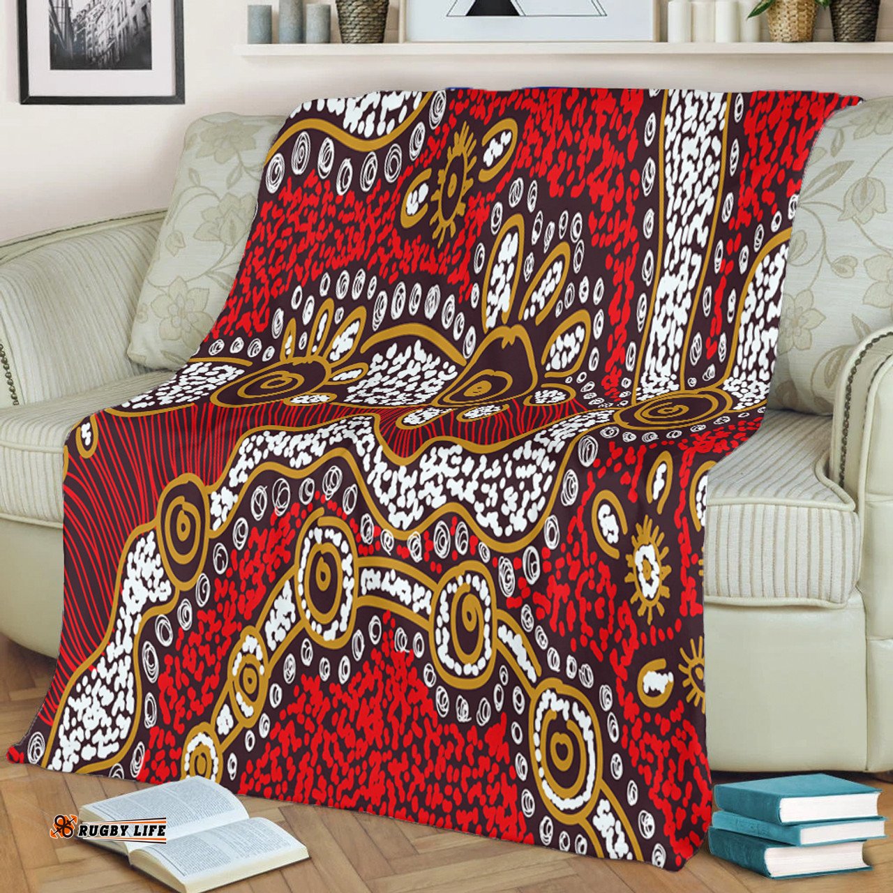 Australia Aboriginal Blanket - Aboriginal Contemporary Dot Painting Inspired Blanket