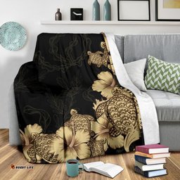 Hibiscus Plumeria Golden Turtle Premium Blanket