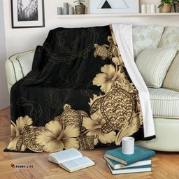 Hibiscus Plumeria Golden Turtle Premium Blanket