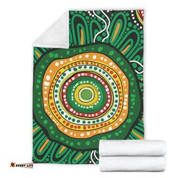 Australia Aboriginal Blanket - Green Aboriginal Style Dot Painting Blanket
