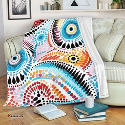 Australia Aboriginal Blanket - Traditional Australian Aboriginal Native Design (White) Blanket