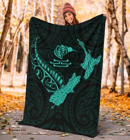 new zealand heart premium blanket map kiwi mix silver fern turquoise