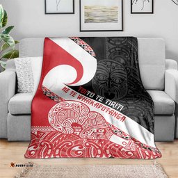 Toitu Te Tiriti Me Te Whakaputanga Blanket Maori Wahaika With Haka Face