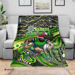 Merry Christmas Raiders Blanket Aboriginal Santa Rugby Mascot Canberra