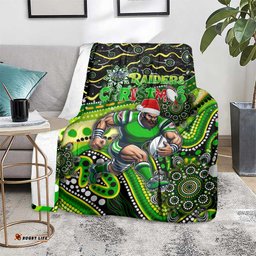 Merry Christmas Raiders Blanket Aboriginal Santa Rugby Mascot Canberra