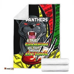 Penrith Panthers Premium Blanket - A True Champion Will Fight Through Anything With Polynesian Patterns