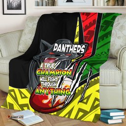 Penrith Panthers Premium Blanket - A True Champion Will Fight Through Anything With Polynesian Patterns