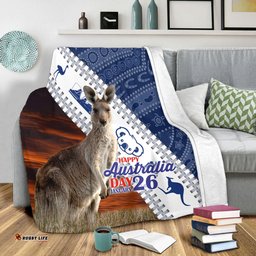 Australia Australia Day Blanket - Kangaroo Happy Australia Day Aboriginal Pattern Blanket
