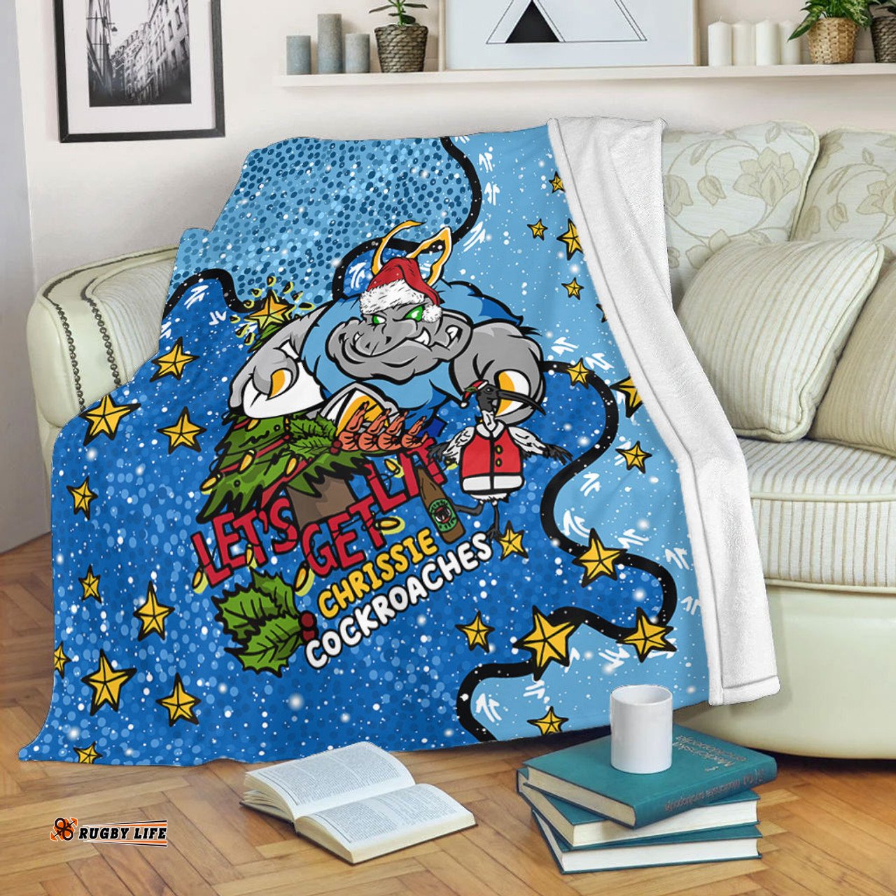 New South Wales Cockroaches Christmas Custom Blanket - Let's Get Lit Chrisse Pressie Blanket