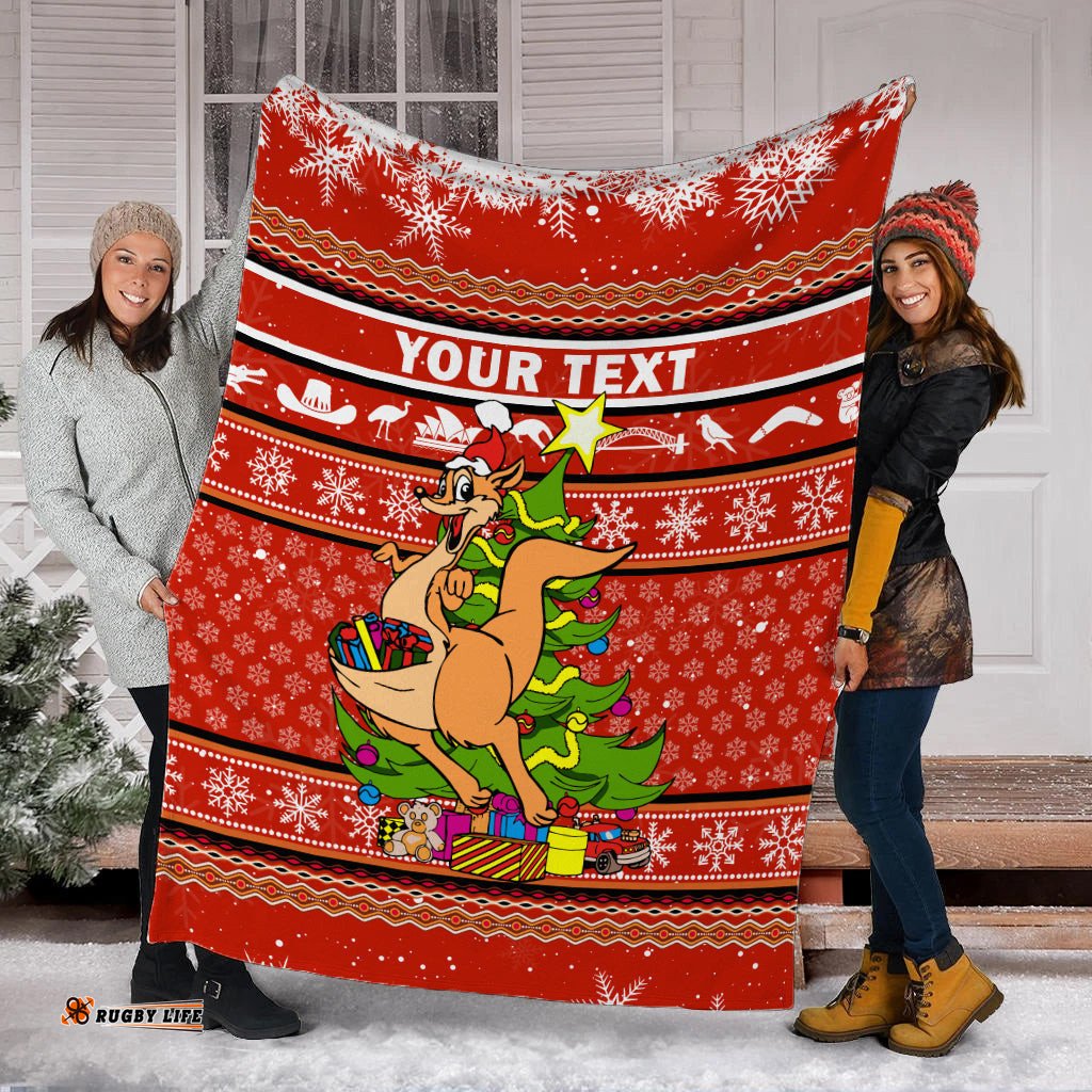 custom personalised australia christmas kangaroo aboriginal pattern blanket