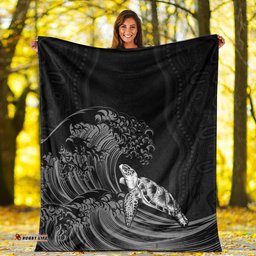 Torres Strait Islands Premium Blanket The Dhari Mix Aboriginal Turtle Version Black