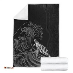 Torres Strait Islands Premium Blanket The Dhari Mix Aboriginal Turtle Version Black